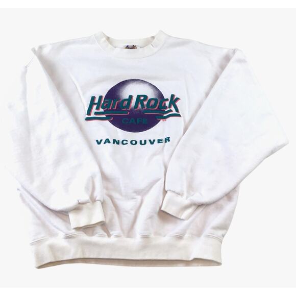 Hard Rock Cafe Canada Vancouver Sweatshirt White Classic Logo Med - Picture 1 of 3